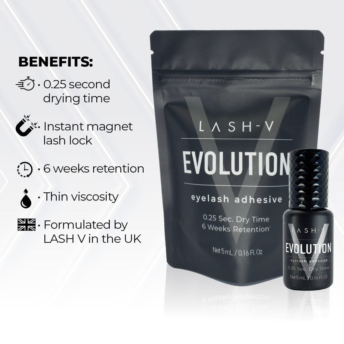 Evolution Super Fast Eyelash Adhesive - Best Lash Extensions Glue - Lash Supplies - One V Salon